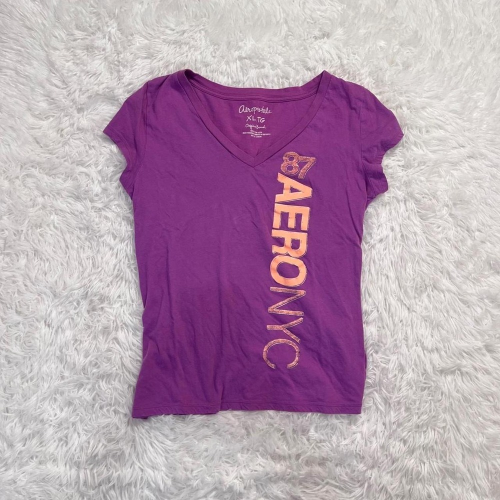 y2k vintage aeropostale purple graphic top xl